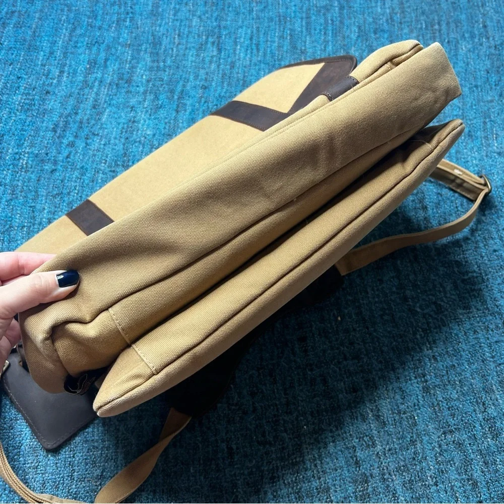 Canyon Outback Leather Goods Canvas and Leather Laptop Briefcase Messenger Bag